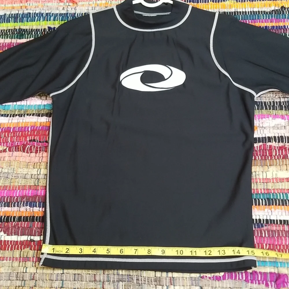 The Realm mens rashguard black/white swim surf shirt.